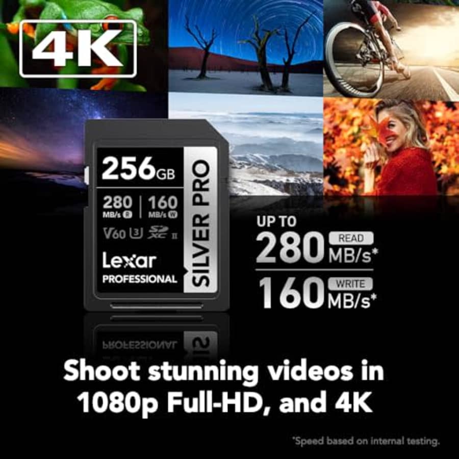 Lexar 256GB Professional SILVER PRO SDXC Memory Card, UHS-II, C10, U3, V60, Full-HD & 4K Video, Up for $56