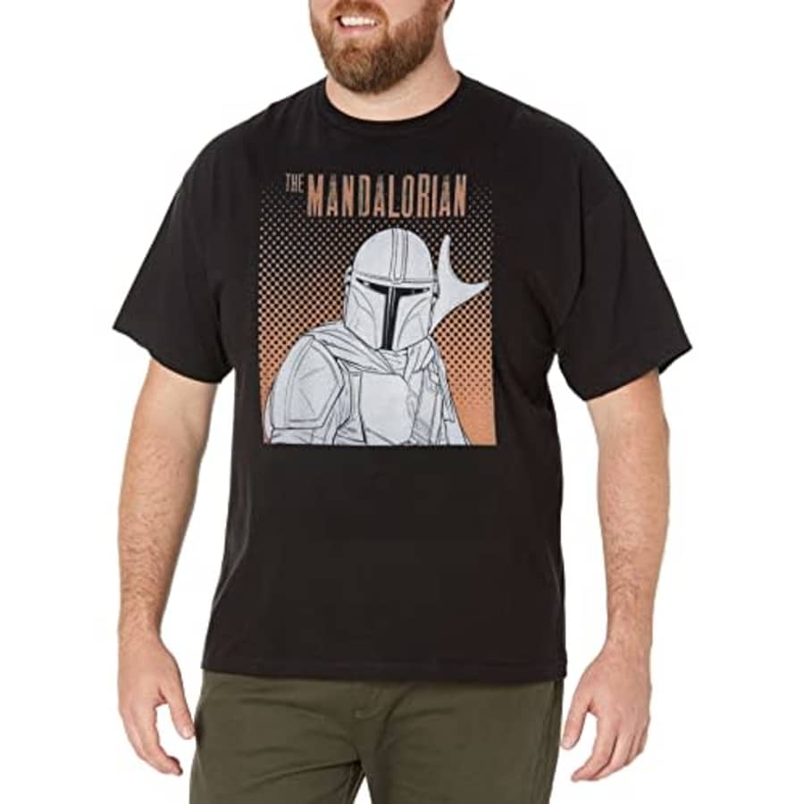 Star Wars Big & Tall Mandalorian Halftone Mando Men's Tops Short Sleeve Tee Shirt, Black, 4X-Large for $8