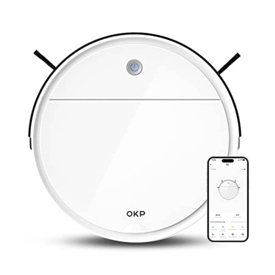 OKP K5 Robot Vacuum Cleaner, 120Mins Runtime, Work with Alexa/APP, 2500pa Strong Suction, Quiet and for $100 OKP K5 Robot Vacuum Cleaner, 120Mins Runtime, Work with Alexa/APP, 2500pa Strong Suction, Quiet and for $100