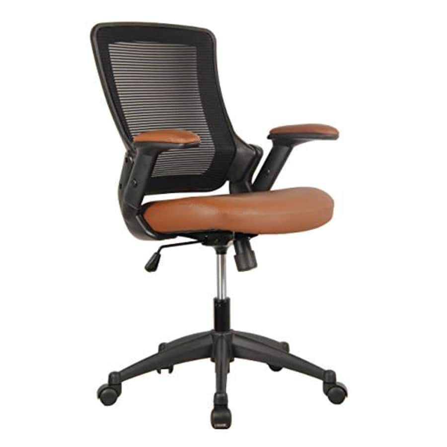 Techni Mobili Mid-Back Mesh Task Office Chair with Height Adjustable Arms. Color: Brown for $105