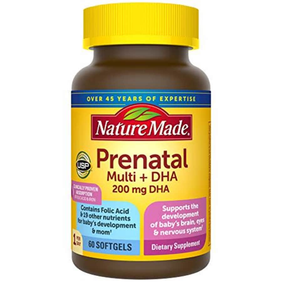 Nature Made Prenatal Multivitamin + 200 mg DHA Softgels with Folic Acid, Iodine and Zinc, 60 Count for $17