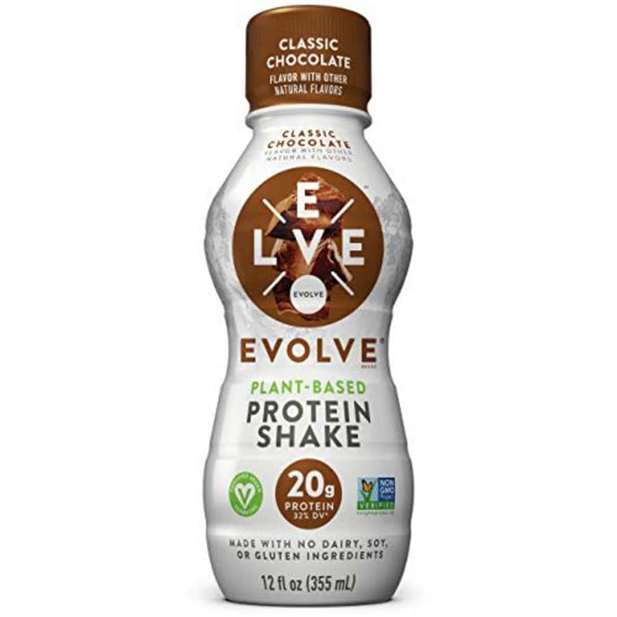 Evolve Protein Shake, Classic Chocolate, 20g Protein, 12 Fl Oz (Pack of 12) for $36 Evolve Protein Shake, Classic Chocolate, 20g Protein, 12 Fl Oz (Pack of 12) for $36
