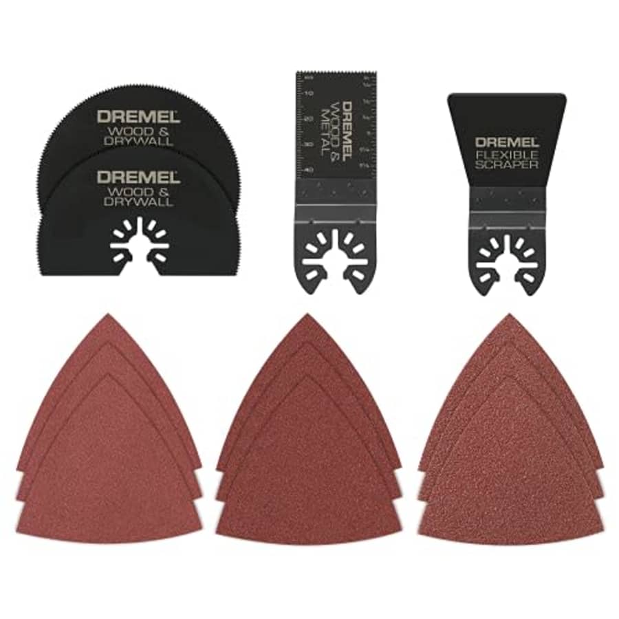 Dremel MM388 13-Piece Oscillating Multi-Tool Accessory Kit, Includes 4 Blades, 9 Wood Sandpaper for $27