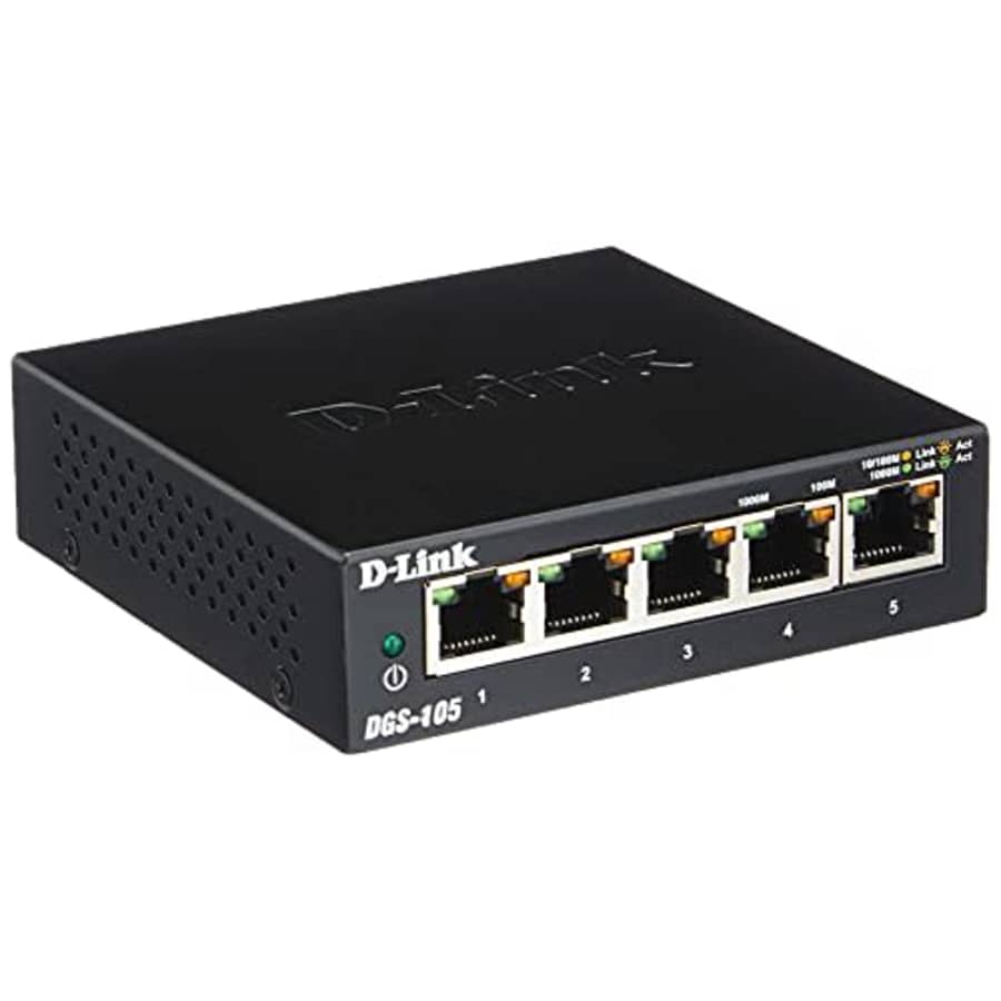 D-Link Ethernet Switch, 5 Port Gigabit Unmanaged Metal Desktop Plug and Play Compact (DGS-105) for $27