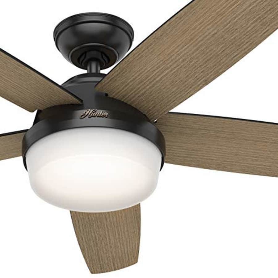 Hunter Fan 52 inch Contemporary Matte Black Indoor Ceiling Fan with Light Kit and Remote Control for $89