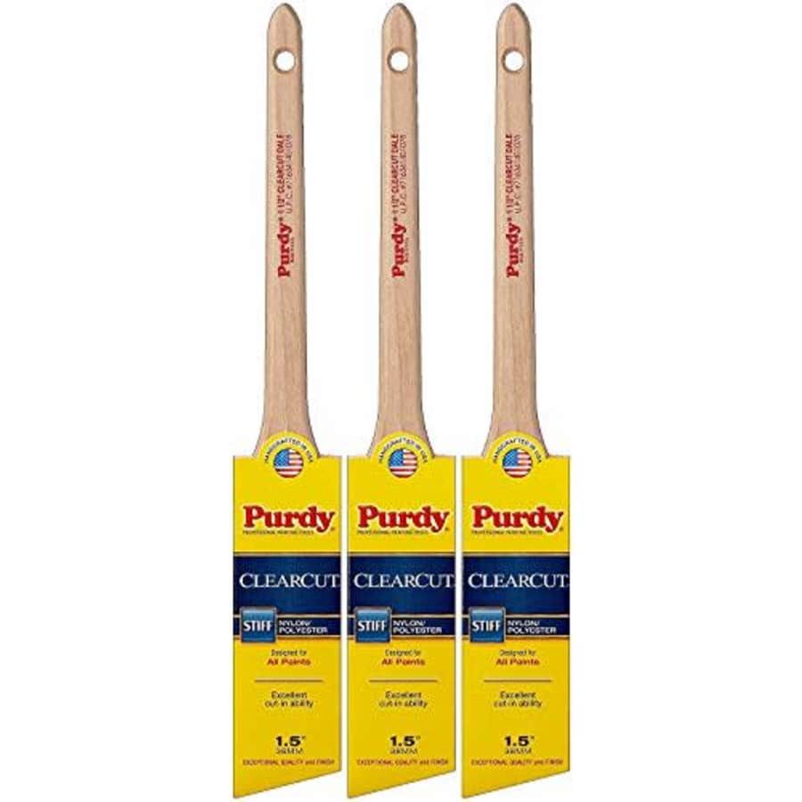 Purdy 144080115 Clearcut Series Dale Angular Trim Paint Brush, 1-1/2 inch - 3 Pack for $32 Purdy 144080115 Clearcut Series Dale Angular Trim Paint Brush, 1-1/2 inch - 3 Pack for $32
