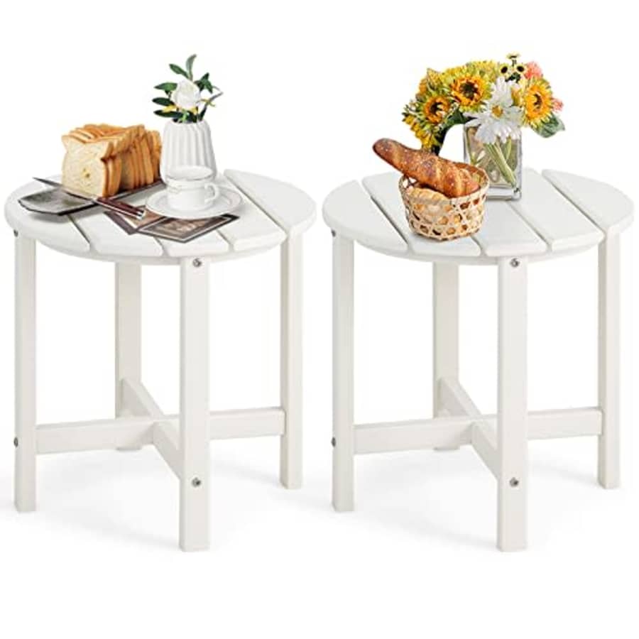 Tangkula Round Outdoor Side Table, 18 Inch Weather Resistant HDPE Adirondack Table, Outdoor Indoor for $95