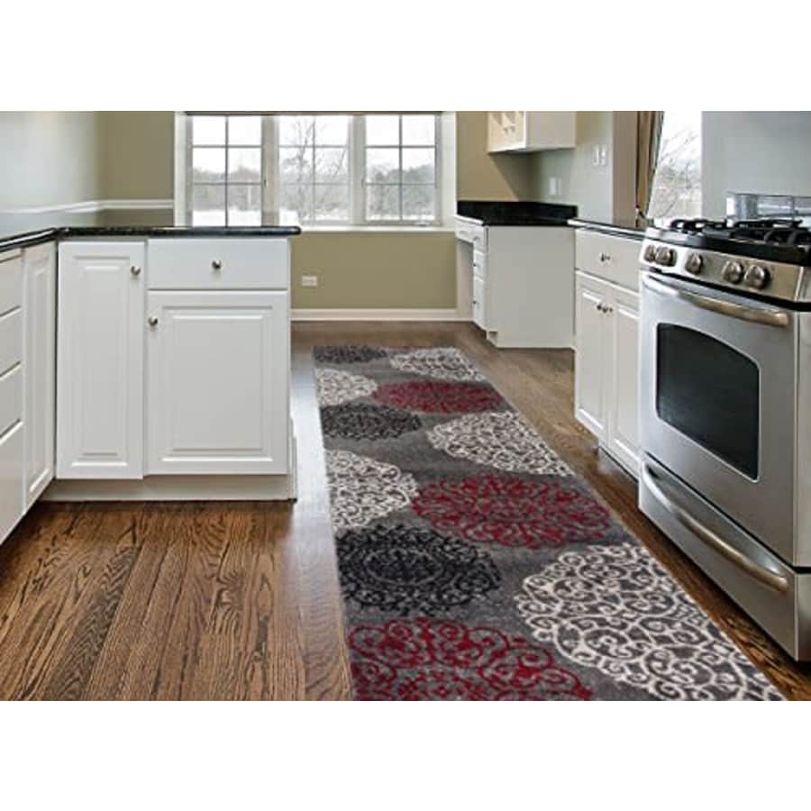 Rugshop Contemporary Modern Floral Indoor Soft Runner Area Rug 2' x 7'2" Red for $37 Rugshop Contemporary Modern Floral Indoor Soft Runner Area Rug 2' x 7'2" Red for $37