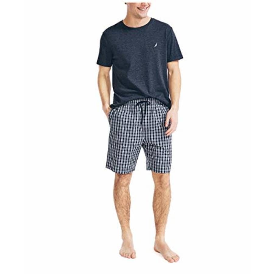 Nautica Men's Soft Woven 100% Cotton Elastic Waistband Sleep Pajama Shorts, J Navy, Large for $19