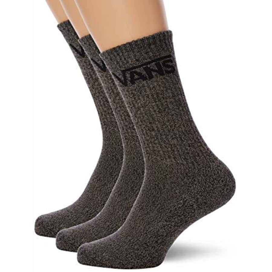 Vans Classic Crew (3 Pack) Socks Black Heather Mens Medium (6-8.5) for $30