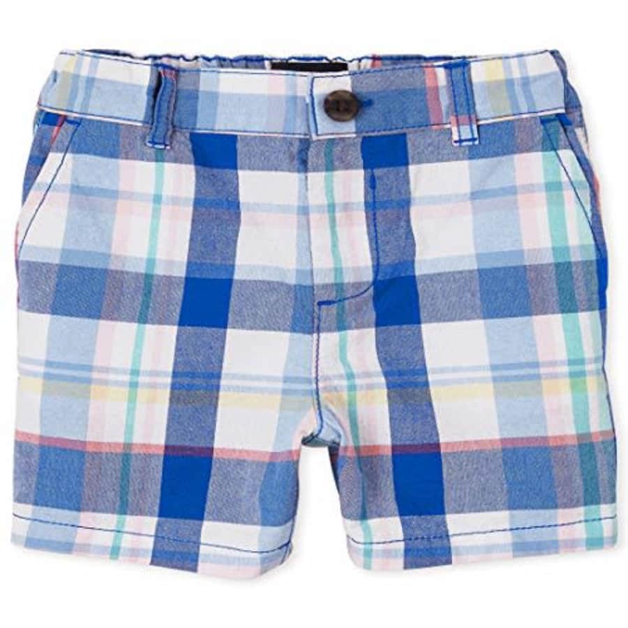 The Children's Place Baby Boys' Checkered Chino Shorts, Quench Blue, 18-24MONTH for $10