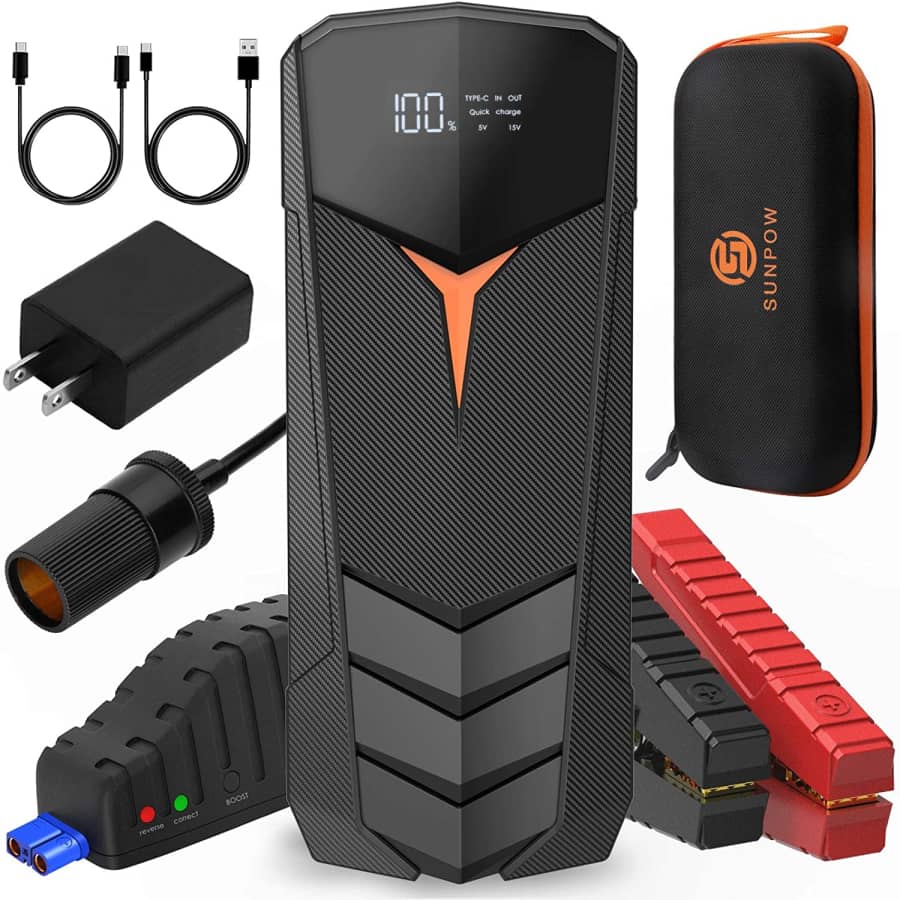 SunPow 2,000A Peak 20,000mAh Lithium Jump Starter for $90 SunPow 2,000A Peak 20,000mAh Lithium Jump Starter for $90