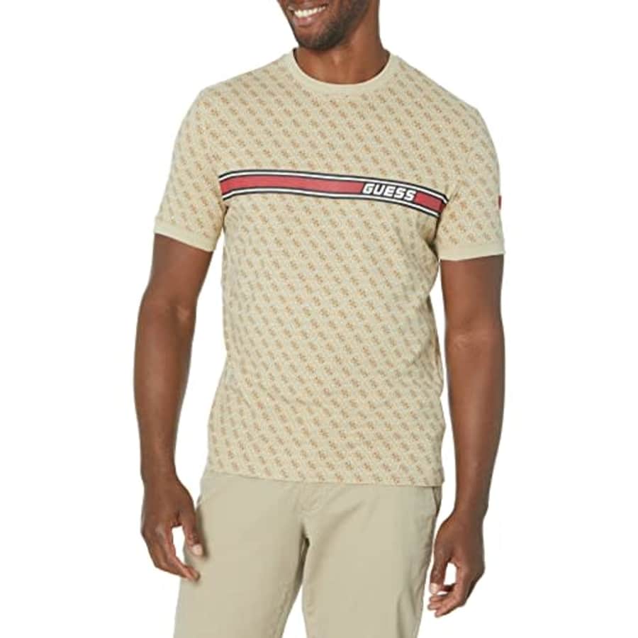 GUESS Men's Jamey T-Shirt, 4G AOP Beige Blanco, Extra Small for $19 GUESS Men's Jamey T-Shirt, 4G AOP Beige Blanco, Extra Small for $19