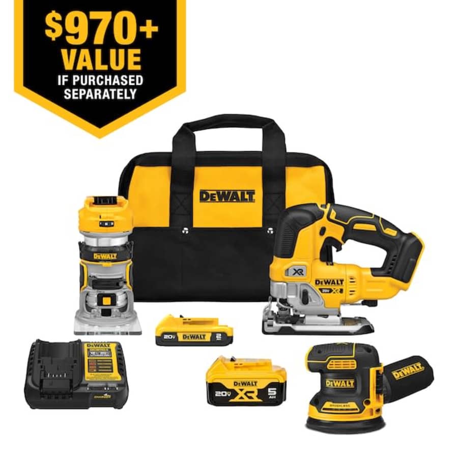 DeWalt 20V MAX XR 3-Tool Cordless Woodworking Power Tool Combo Kit: $299 DeWalt 20V MAX XR 3-Tool Cordless Woodworking Power Tool Combo Kit: $299