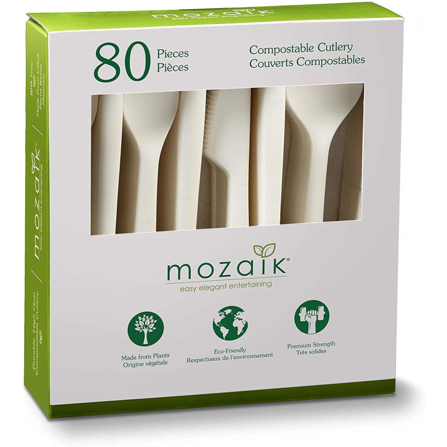 Mozaik 80-Piece Eco-Friendly Compostable Cutlery Set for $12