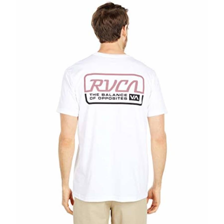 RVCA Men's Transmission Short Sleeve Crew Neck Shirt, White, S for $25