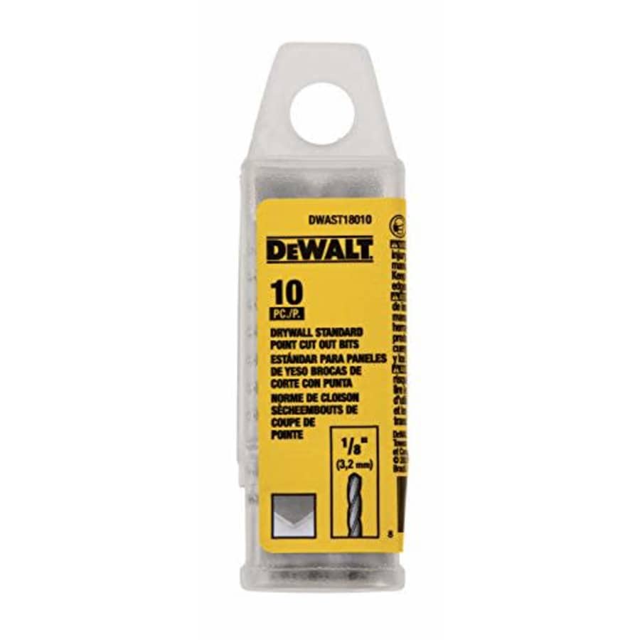 DEWALT DWAST18010 1/8IN DRYWALL STANDARD CUT OUT BIT 10 Pack for $9 DEWALT DWAST18010 1/8IN DRYWALL STANDARD CUT OUT BIT 10 Pack for $9