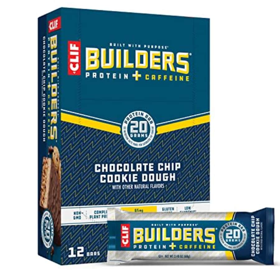 Clif Bar CLIF BUILDERS - Protein Bar - Chocolate Chip Cookie Dough + Caffeine - 20g Protein - Gluten Free for $33 Clif Bar CLIF BUILDERS - Protein Bar - Chocolate Chip Cookie Dough + Caffeine - 20g Protein - Gluten Free for $33