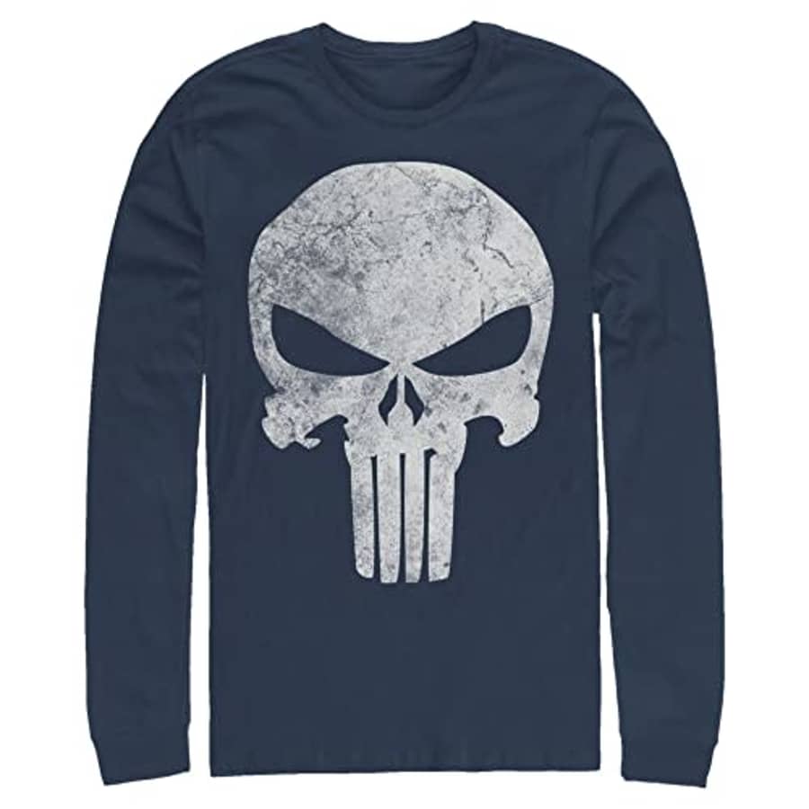 Marvel Big & Tall Men's Classic Punisher Distresskull Tops Long Sleeve Tee Shirt, Navy Blue, for $20