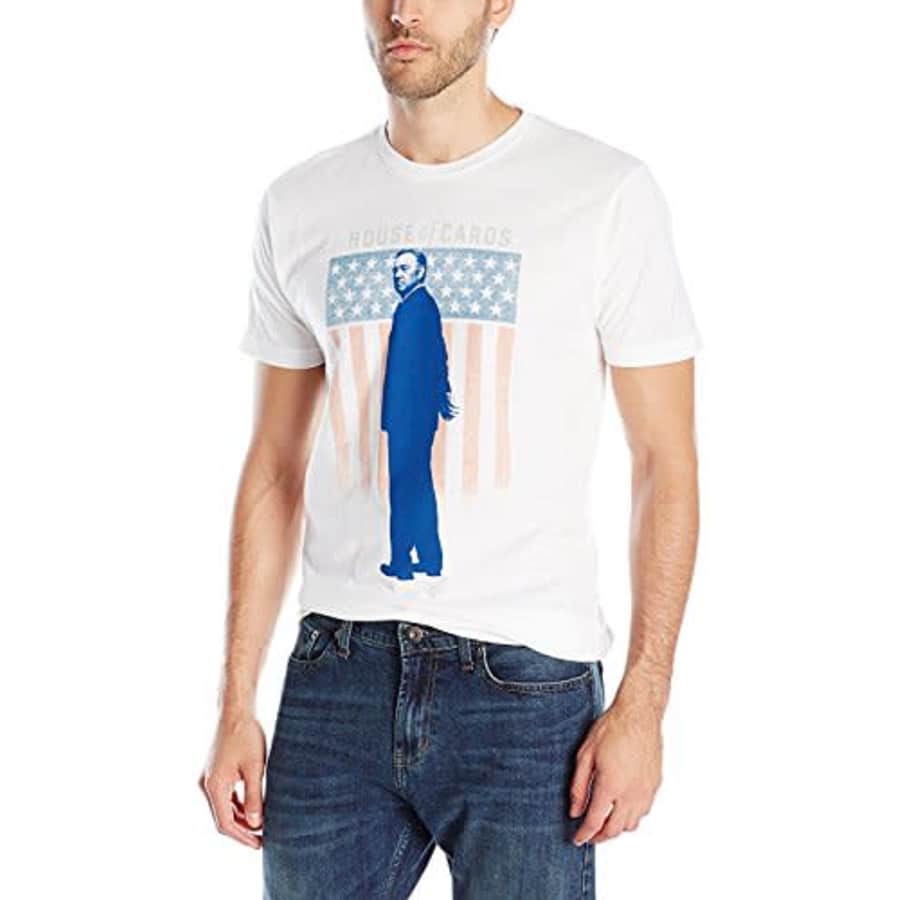 Isaac Morris Men's House Of Cards Flag Short Sleeve T-shirt, White, Small for $17