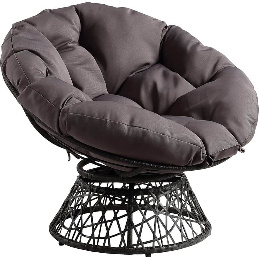 OSP Home Furnishings Wicker Papasan Chair w/ 360-Degree Swivel for $185