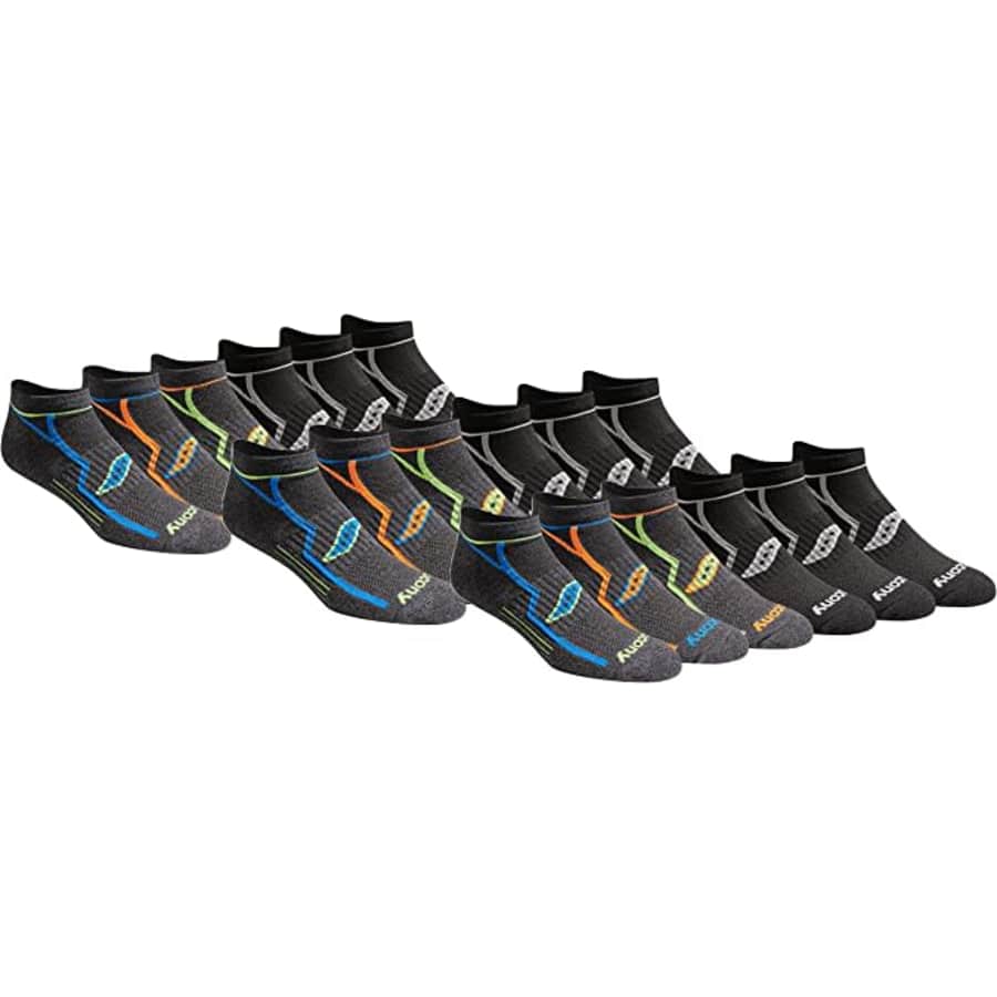 Saucony Men's Bolt Performance Comfort Fit No-Show Socks 18-Pack for $18