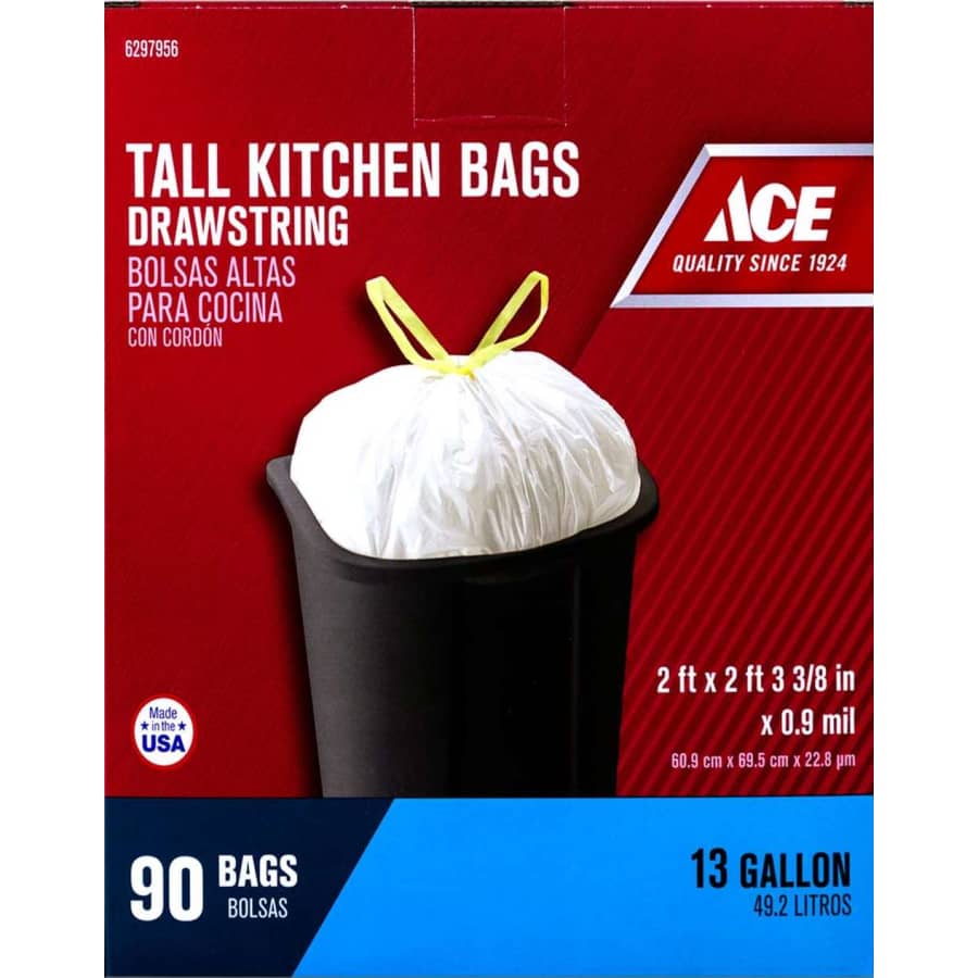 Ace 13-Gallon Tall Kitchen Bags 90-Pack for $9.99 for Ace Rewards members