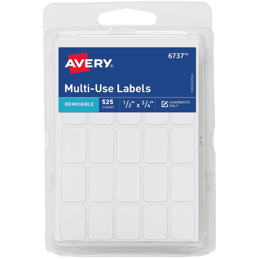 Avery .5" x .75" Removable Labels 525-Pack for $2