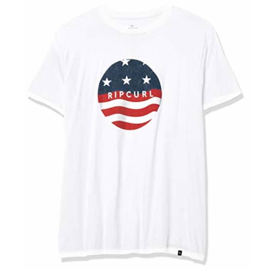 Rip Curl Men's Big Boys' Freedom Flag Premium TEE Shirt, White, M for $22