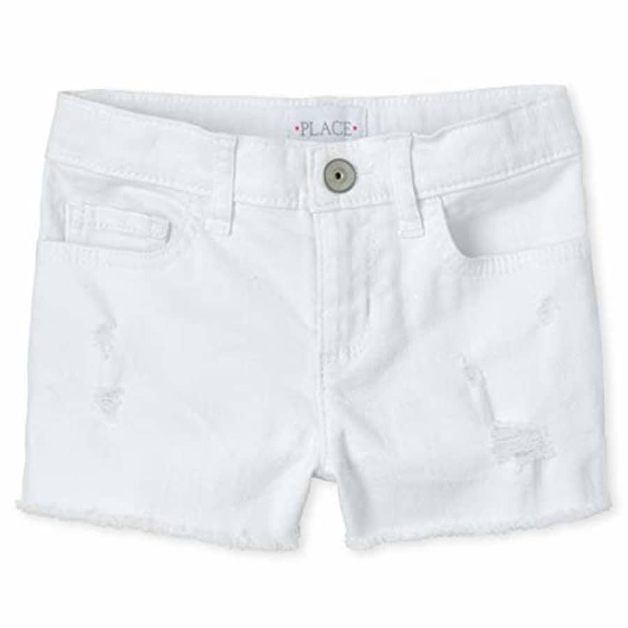 The Children's Place Girls' Distressed Denim Shortie Shorts White 12 for $24 The Children's Place Girls' Distressed Denim Shortie Shorts White 12 for $24