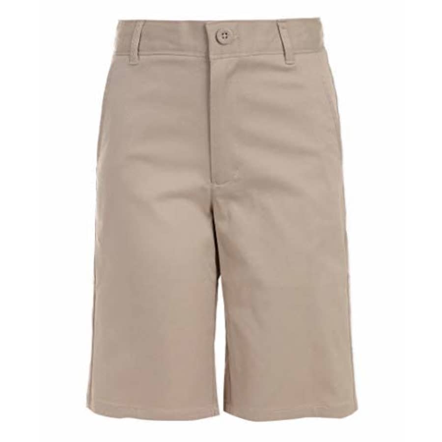 Nautica Boys School Uniform Flat Front Stretch Twill Short, Khaki, 16 Husky for $14