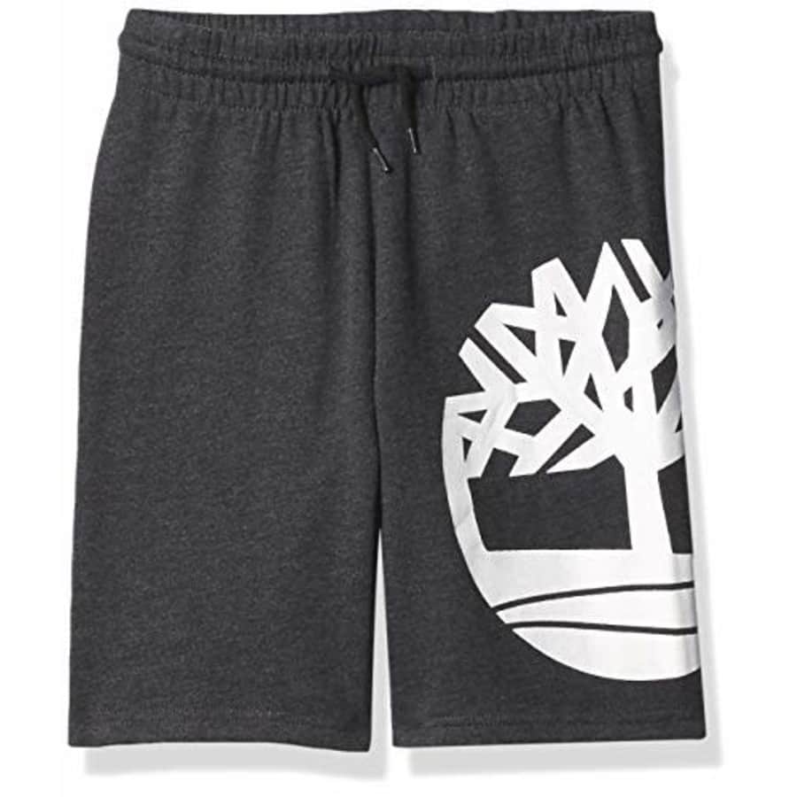 Timberland Boys' Drawstring Logo Knit Shorts, Black Heather, Small (8) for $12 Timberland Boys' Drawstring Logo Knit Shorts, Black Heather, Small (8) for $12