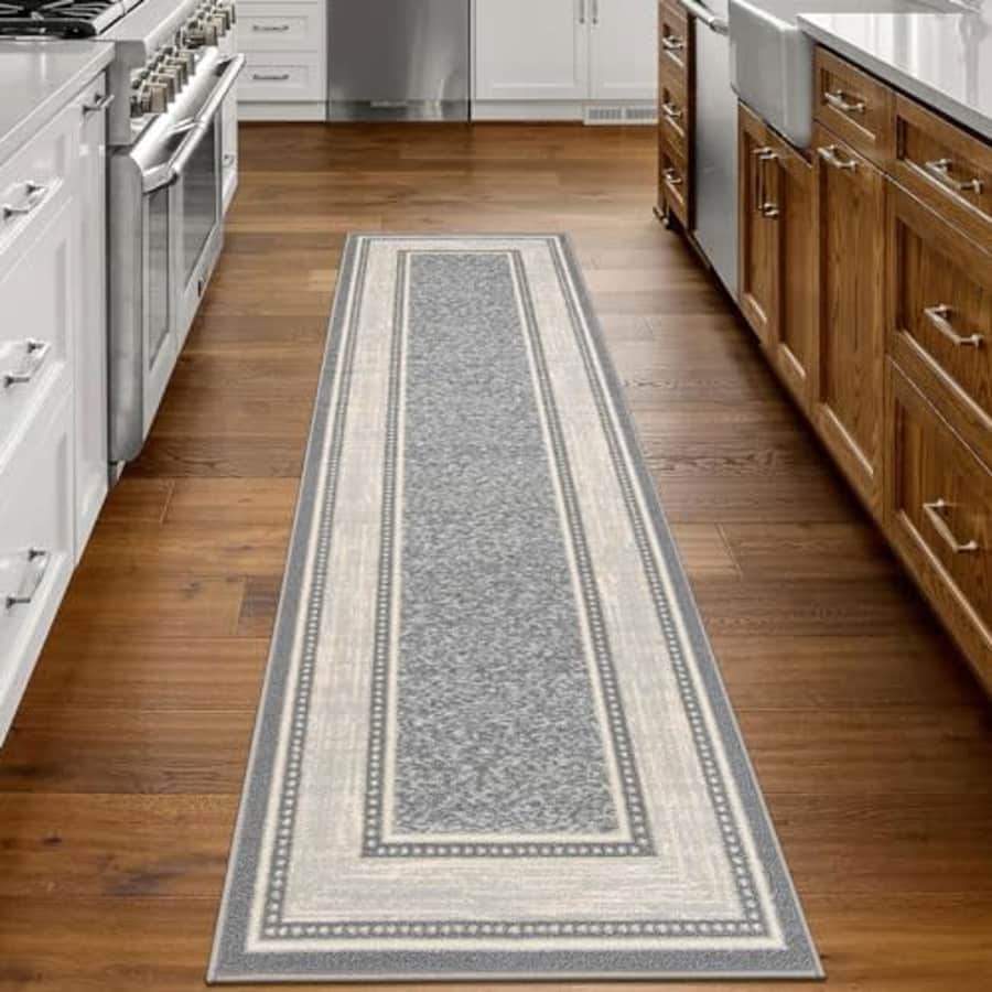 Ottomanson Machine Washable Bordered Design Non-Slip Rubberback 2x7 Traditional Runner Rug for for $18
