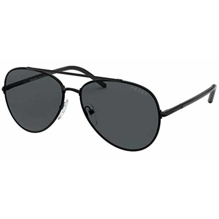 Prada PR 66XS 1AB5S0 Black Metal Aviator Sunglasses Grey Lens for $170