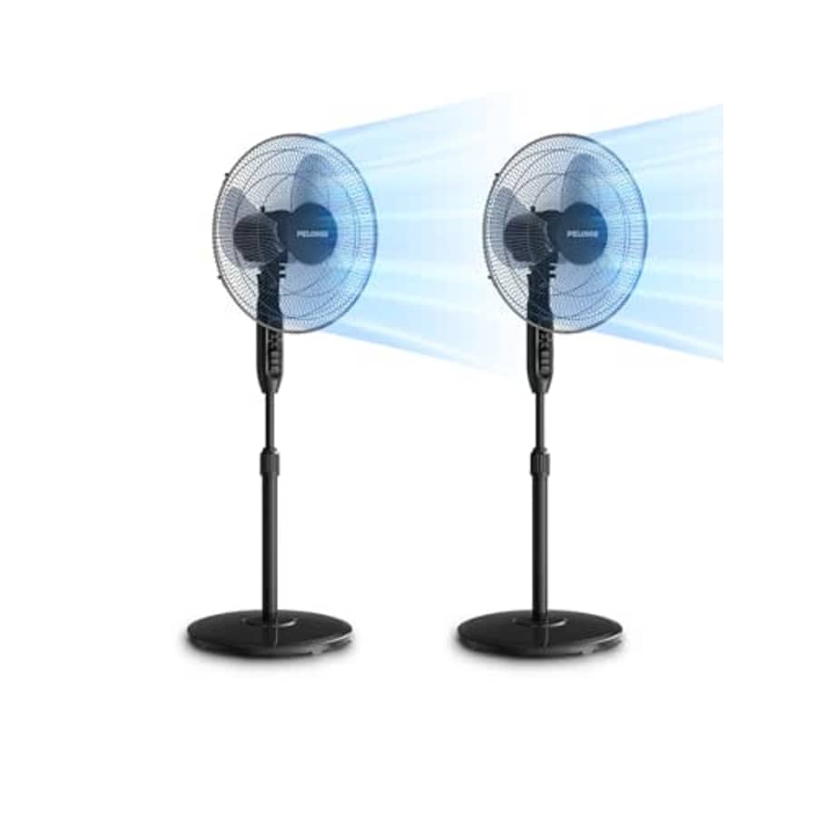 PELONIS 16 Oscillating Pedestal Standing Fan with Remote Control 2 Packs, 3 Speeds Settings 7H for $80