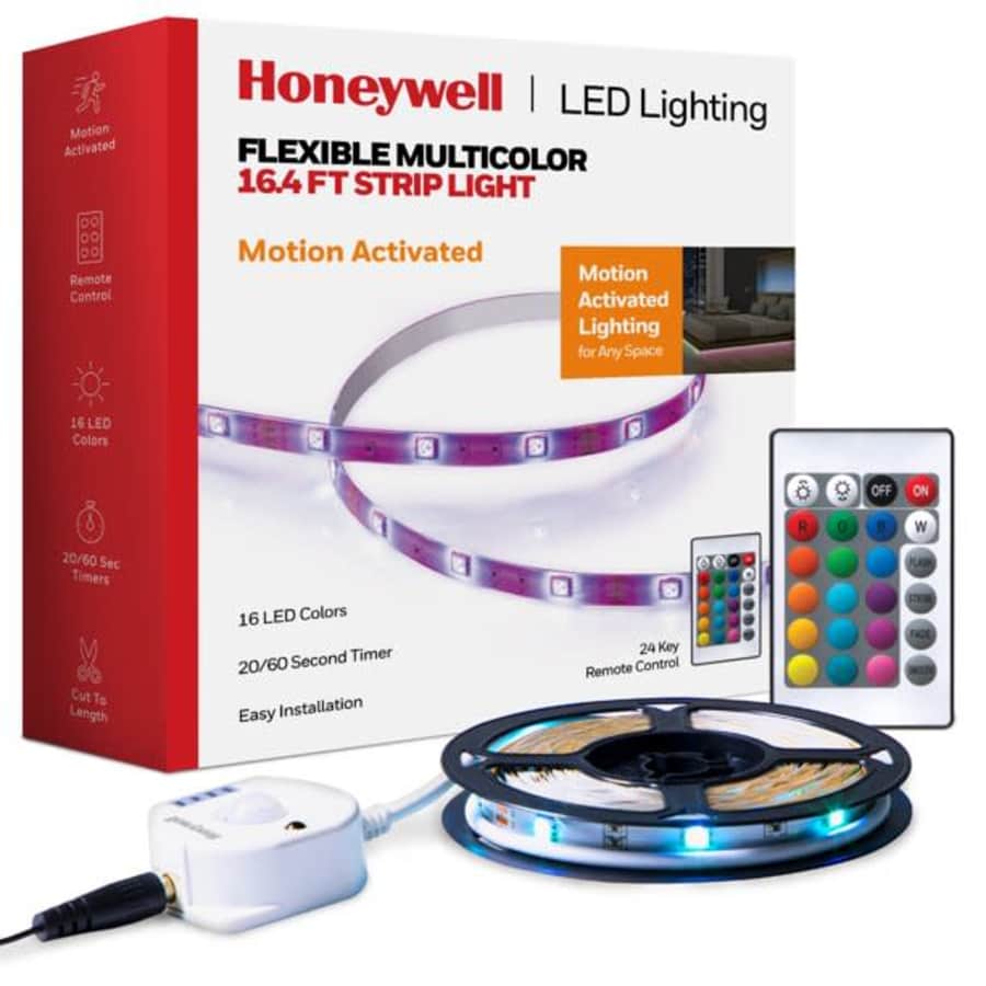 Honeywell 16.4-Foot RGB LED Motion-Activated Tape Strip Light for $10
