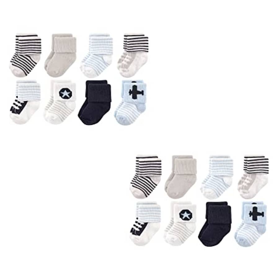 Luvable Friends Unisex Baby Newborn and Baby Terry Socks, Airplane 16-Piece, 6-12 Months for $16