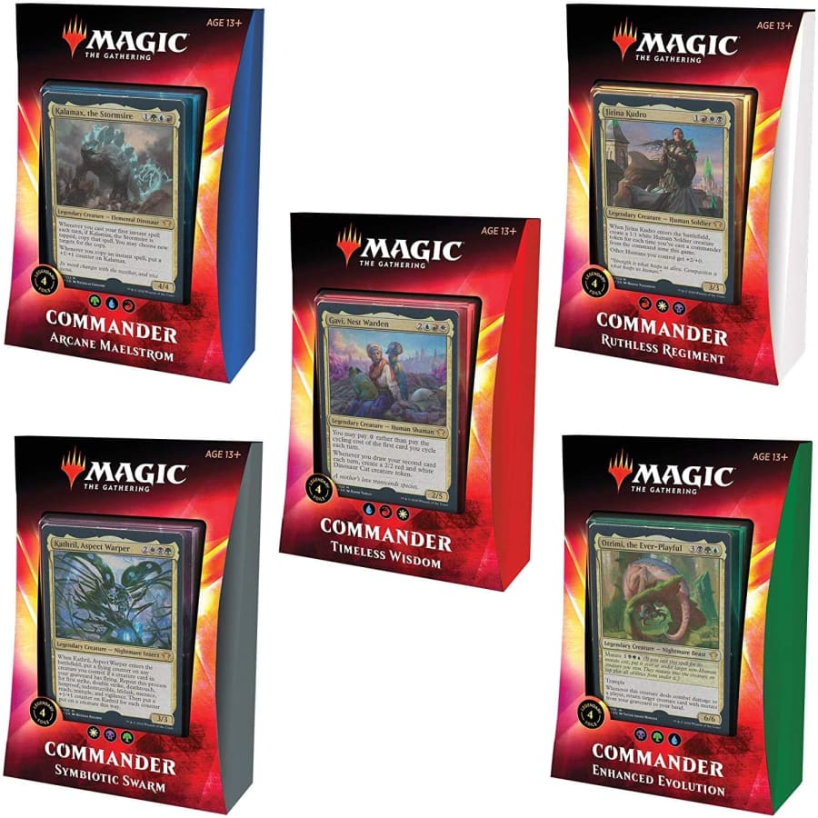 Magic The Gathering Ikoria: Lair of Behemoths Commander 5-Deck Pack for $90 Magic The Gathering Ikoria: Lair of Behemoths Commander 5-Deck Pack for $90