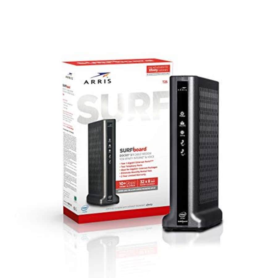 ARRIS SURFboard T25 DOCSIS 3.1 Gigabit Cable Modem, Certified for Xfinity Internet & Voice (black) for $112