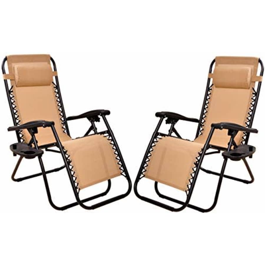 BalanceFrom Adjustable Zero Gravity Lounge Chair Recliners for Patio, Beige for $103 BalanceFrom Adjustable Zero Gravity Lounge Chair Recliners for Patio, Beige for $103