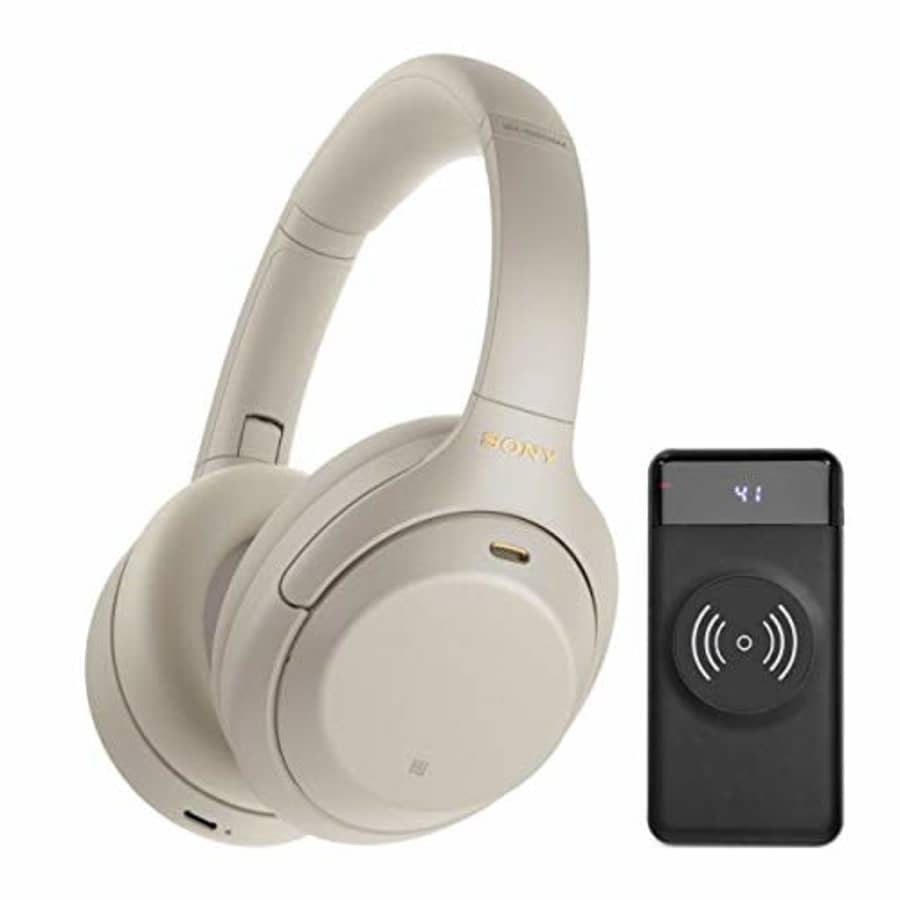 Sony WH-1000XM4 Wireless Noise Canceling Over-Ear Headphones (Silver) with Focus 10,000 mAh for $200