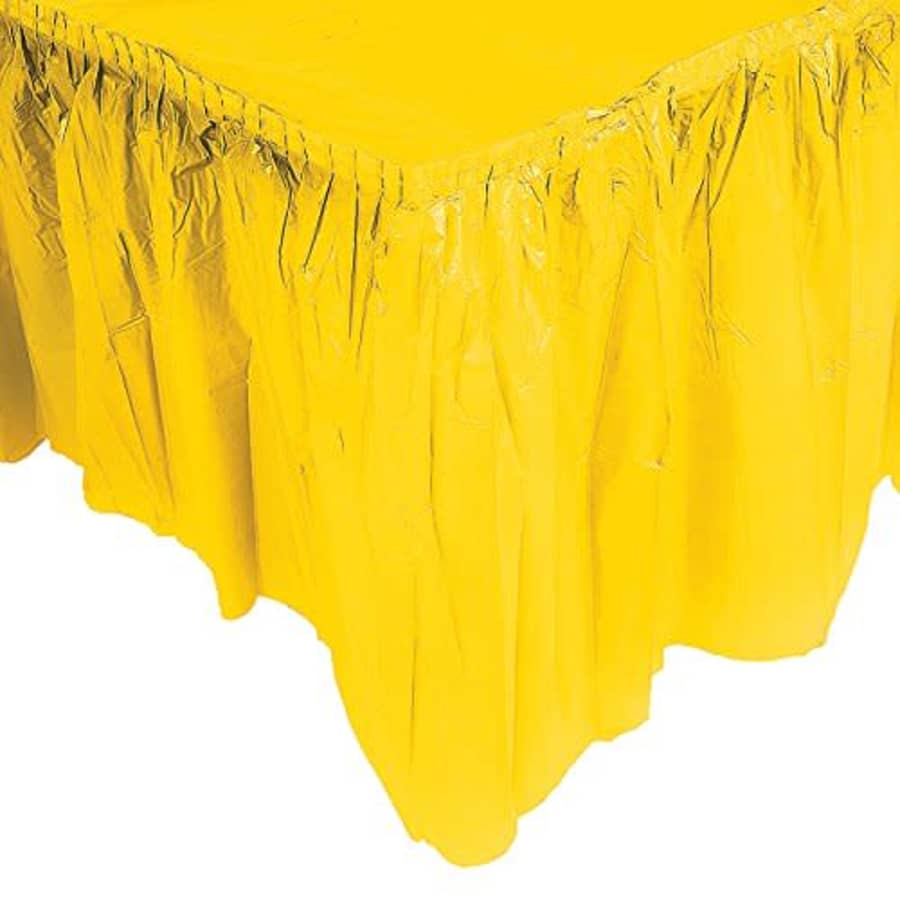 Fun Express YELLOW PLASTIC PLEATED TABLESKIRT - Party Supplies - 1 Piece for $6 Fun Express YELLOW PLASTIC PLEATED TABLESKIRT - Party Supplies - 1 Piece for $6