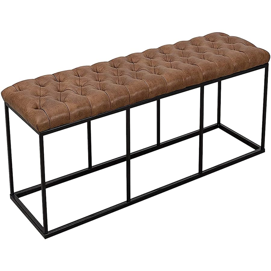 HomePop Faux Leather Button Tufted Decorative Bench for $120