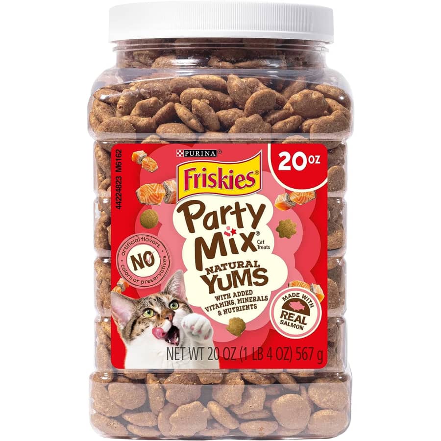 Purina Friskies Natural Cat Treats Party Mix 20-oz. Tub for $3.98 via Sub & Save Purina Friskies Natural Cat Treats Party Mix 20-oz. Tub for $3.98 via Sub & Save
