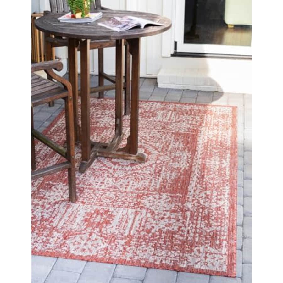 Unique Loom Outdoor Traditional Collection Area Rug - Timeworn (2' x 3' 1" Rectangle Rust Red/Gray) for $13 Unique Loom Outdoor Traditional Collection Area Rug - Timeworn (2' x 3' 1" Rectangle Rust Red/Gray) for $13