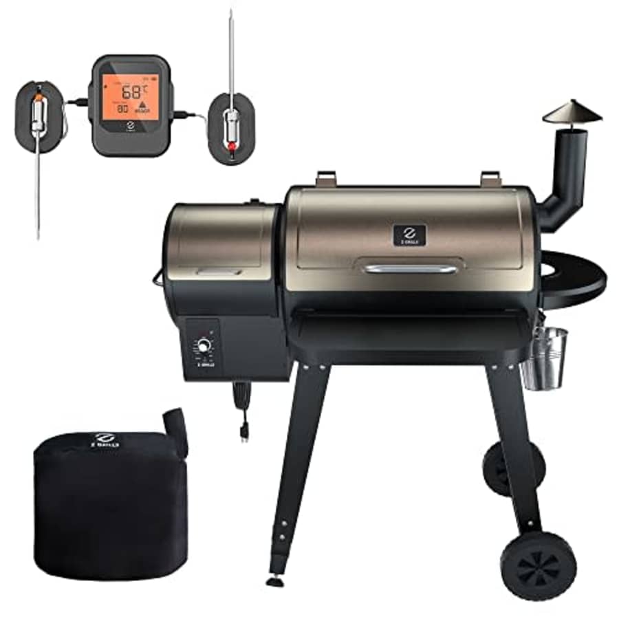 Z GRILLS Wood Pellet Grill Smoker with Wireless Meat Probe Thermometer, 450 Sq in Cooking Area for for $569