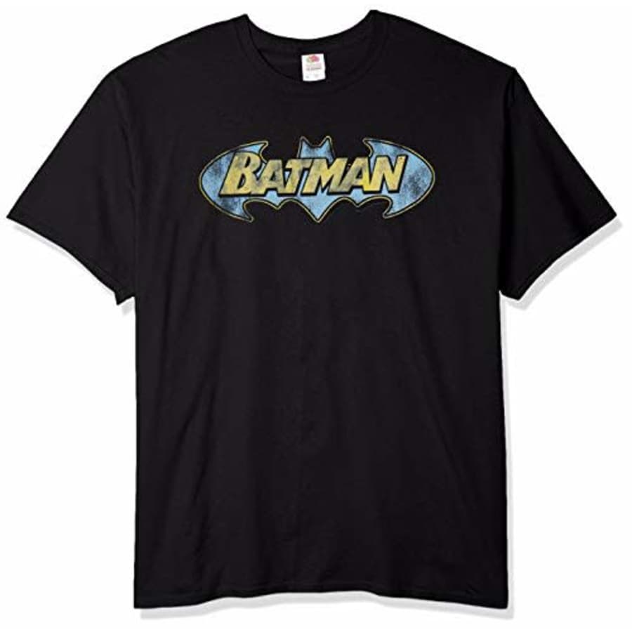 DC Comics Men's Bat Logo Nine T-Shirt, Black, Medium for $17