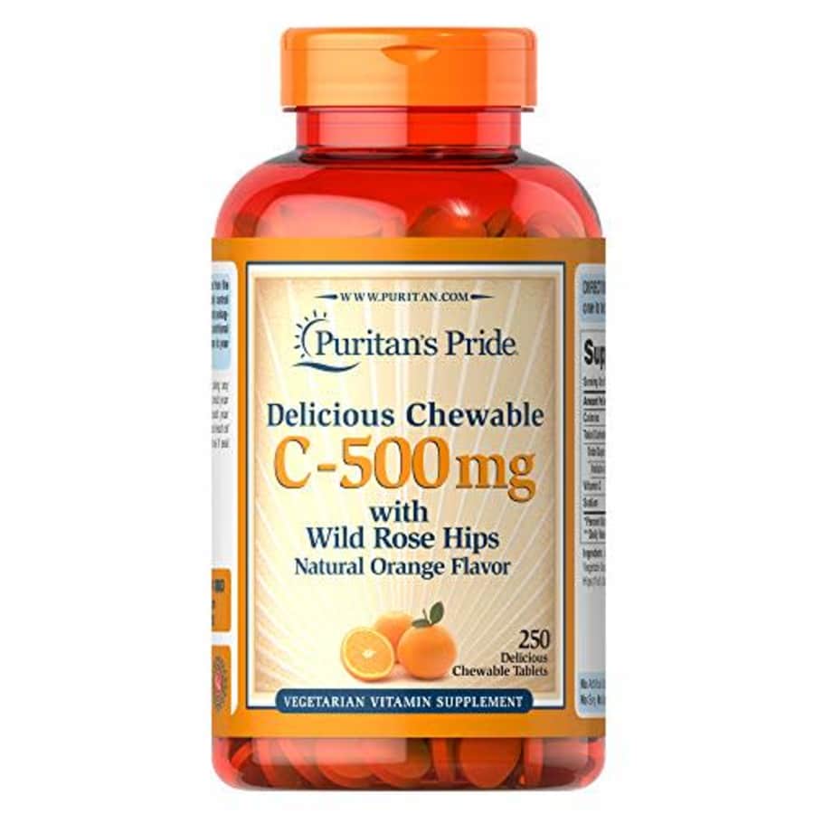 Puritan's Pride Chewable 500 mg with Rose Hips Supports Immune System Health Vitamin C 250 Count for $16