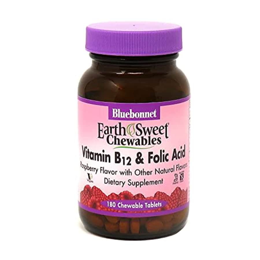 BlueBonnet Nutrition Earth Sweet Vitamin B12 & Folic Acid Chewable Tablets, Cream Raspberry 180 for $19 BlueBonnet Nutrition Earth Sweet Vitamin B12 & Folic Acid Chewable Tablets, Cream Raspberry 180 for $19