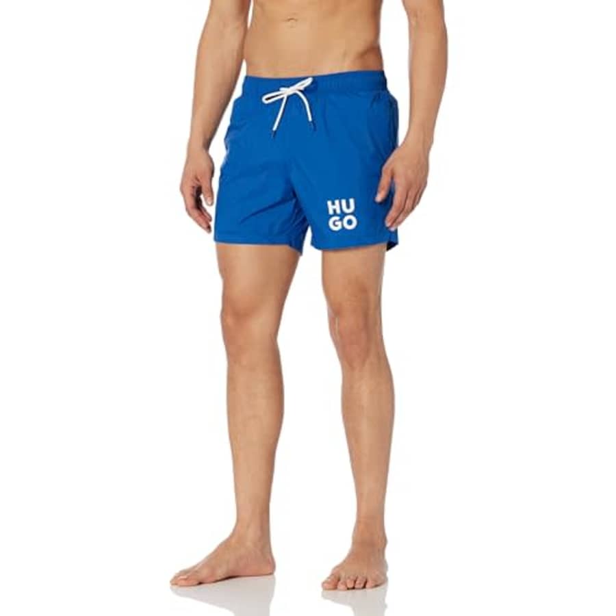 HUGO Script Logo Swim Trunk French Blue for $44